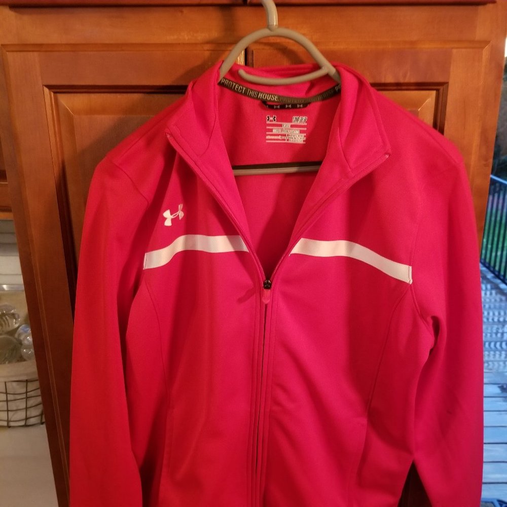 Under Armour Women's Jacket Red With White Stripe